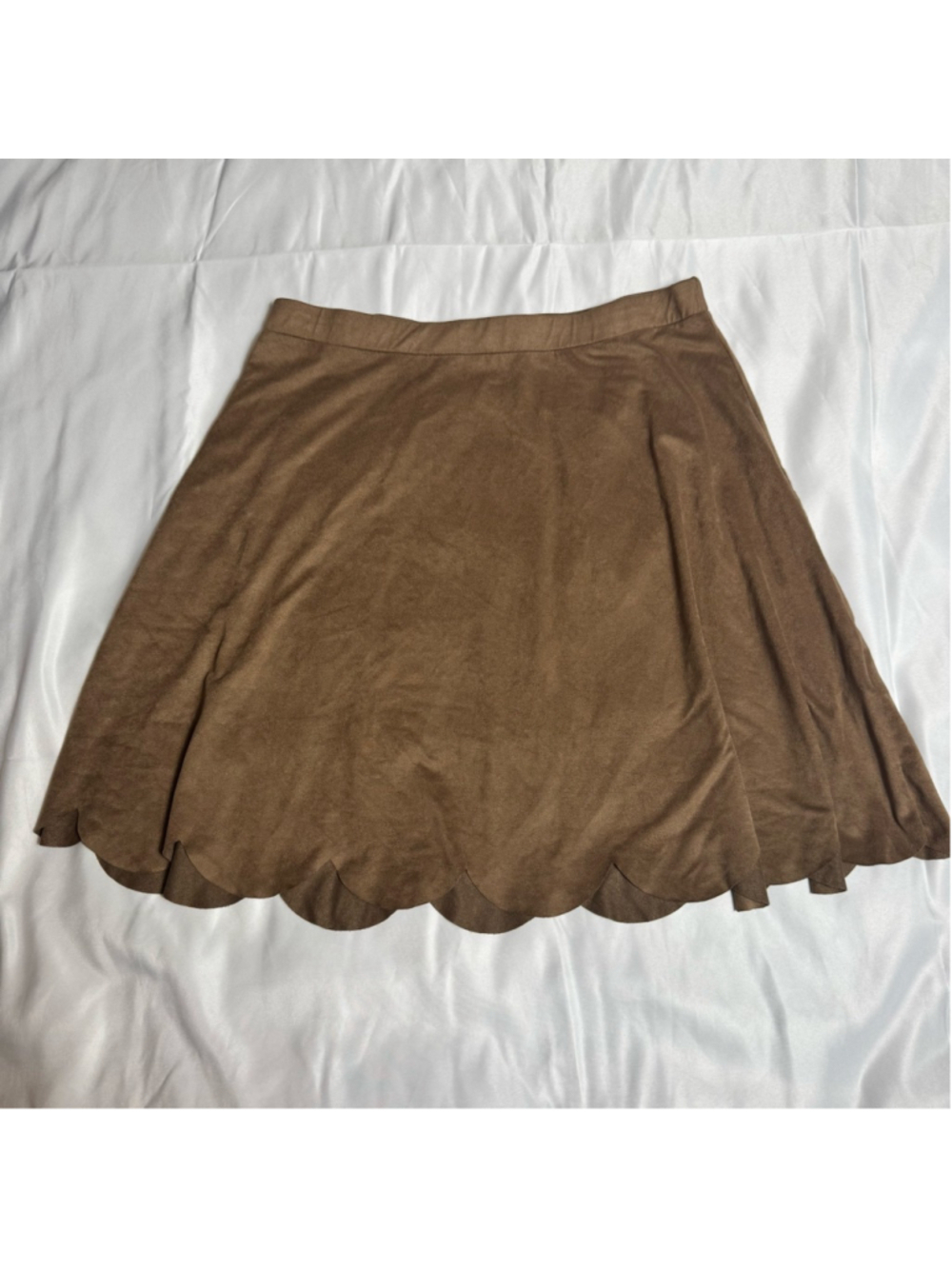 Women's Papaya Brown Scalloped Hem A-Line Skirt M